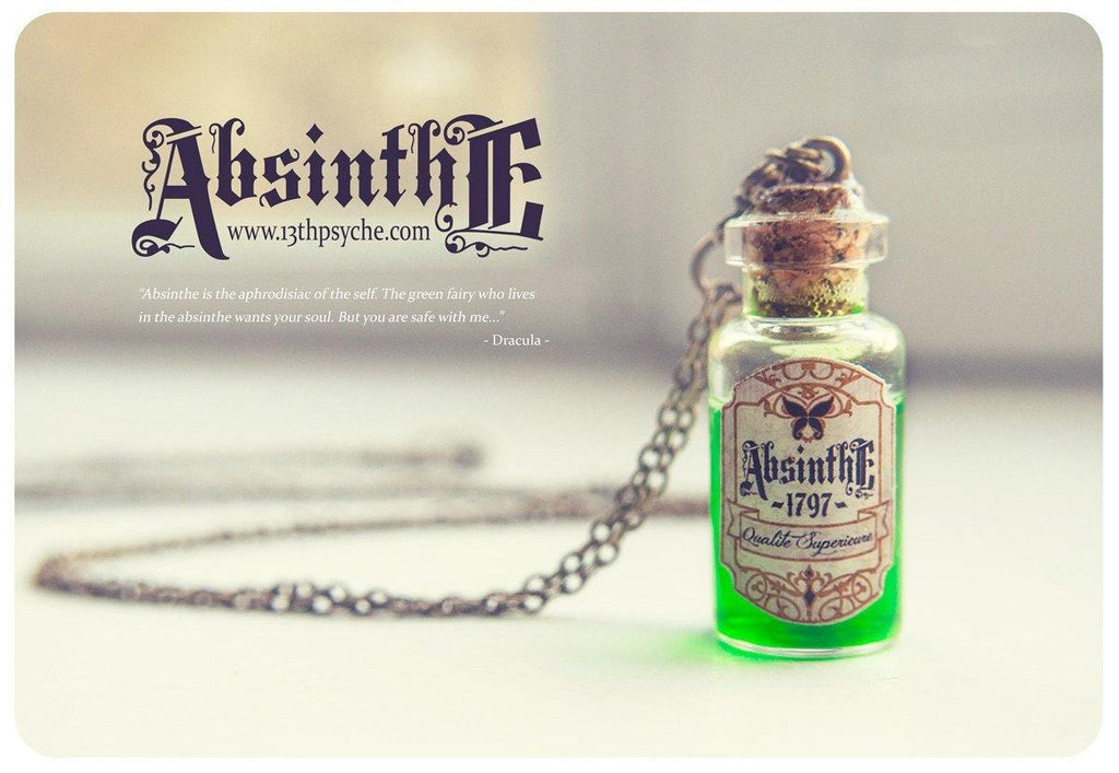 Handmade Absinthe bottle necklace - 13th Psyche