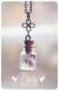 Handmade Tiny real feather vial pendant necklace - 13th Psyche