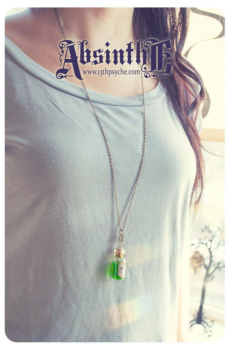 Handmade Absinthe bottle necklace - 13th Psyche