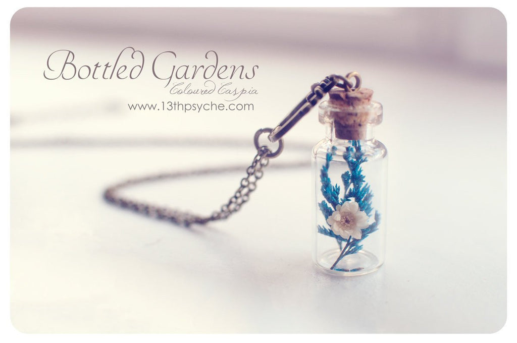 Handmade Real dried flowers bottle pendant necklace - 13th Psyche