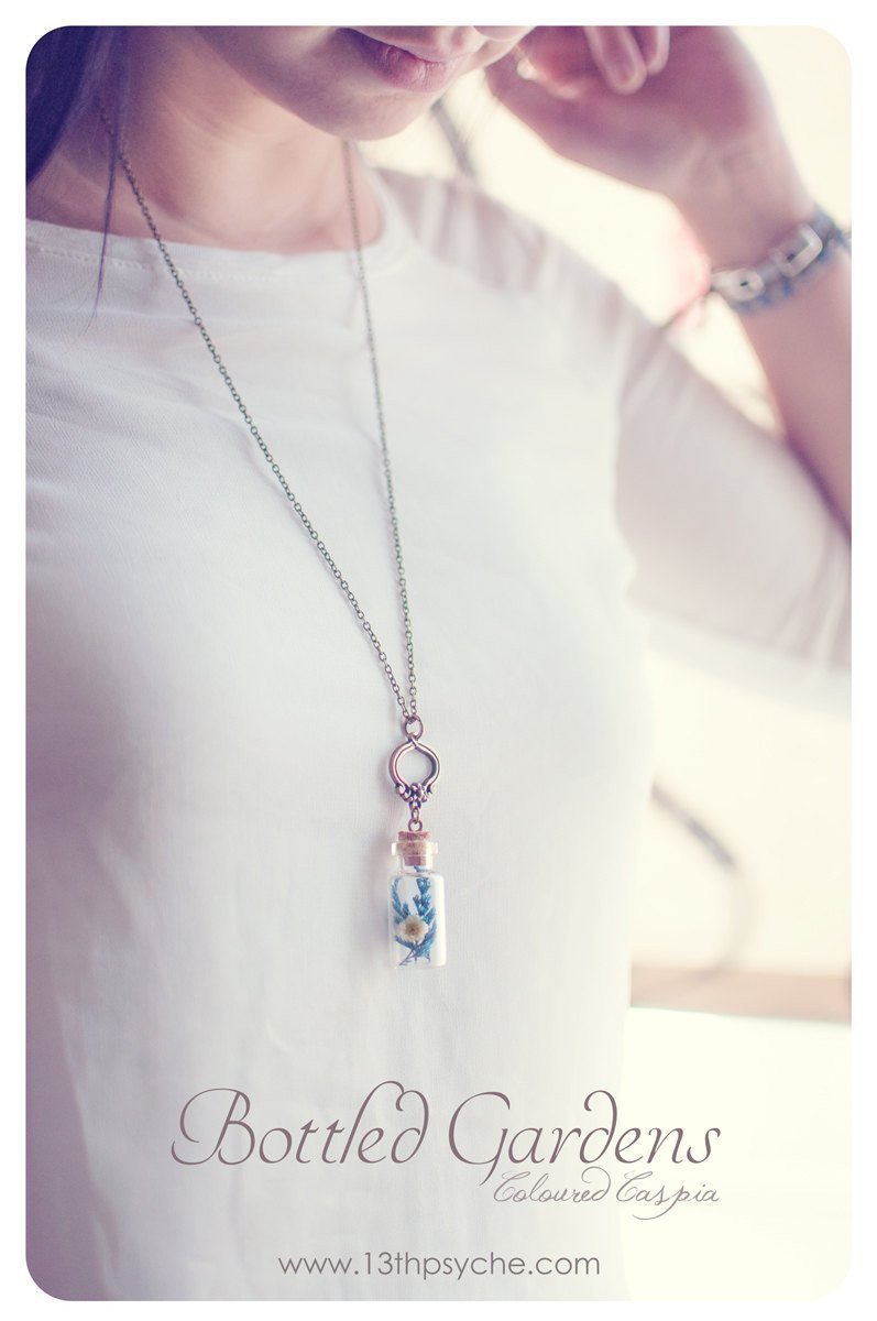 Handmade Real dried flowers bottle pendant necklace - 13th Psyche