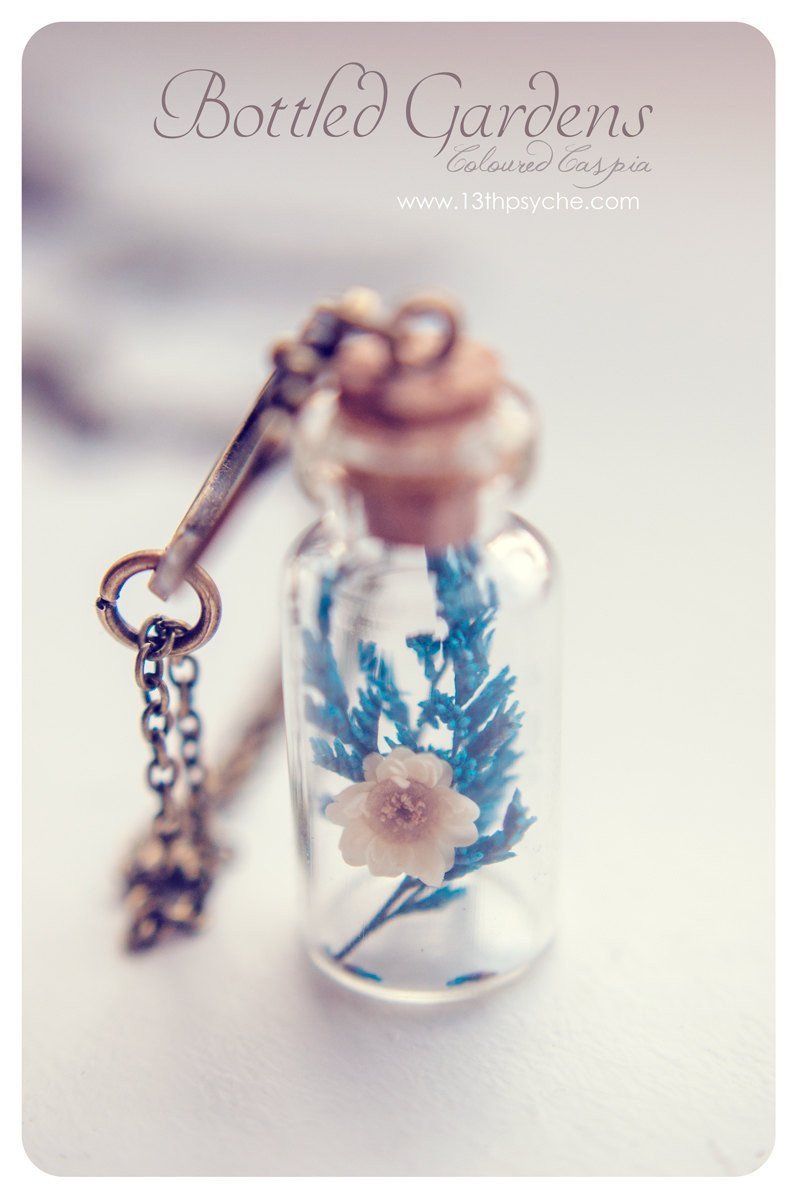 Handmade Real dried flowers bottle pendant necklace - 13th Psyche