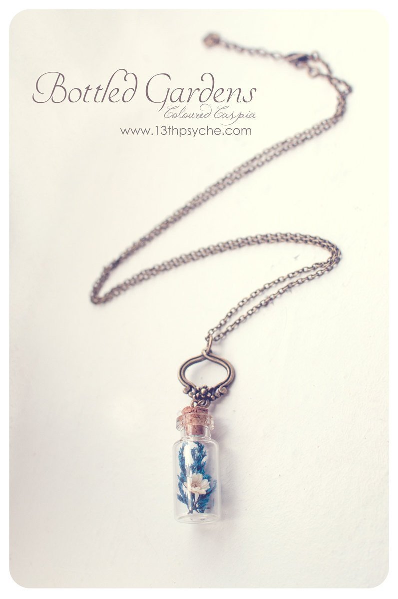 Handmade Real dried flowers bottle pendant necklace - 13th Psyche