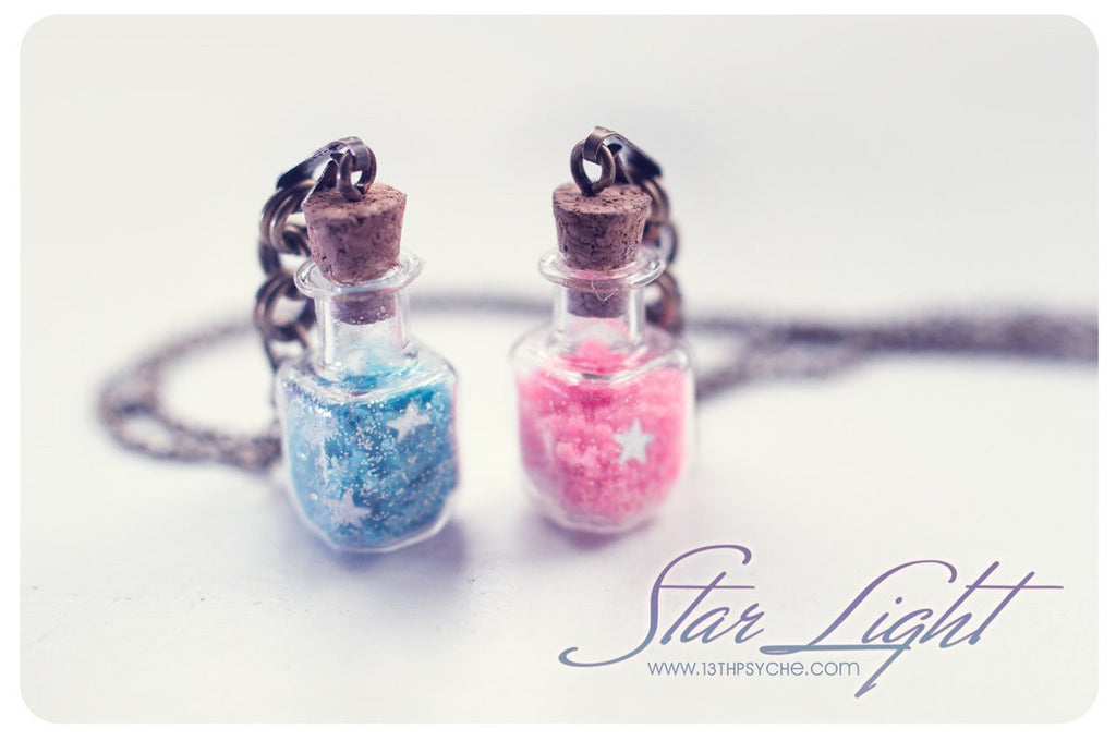 Handmade Glow in the dark vial pendant necklace - 13th Psyche