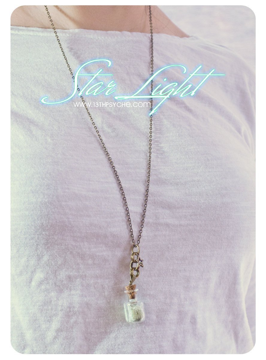 Handmade Glow in the dark vial pendant necklace - 13th Psyche