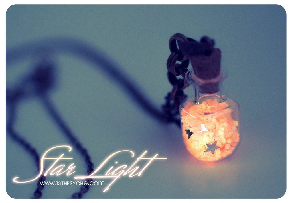 Handmade Glow in the dark vial pendant necklace - 13th Psyche
