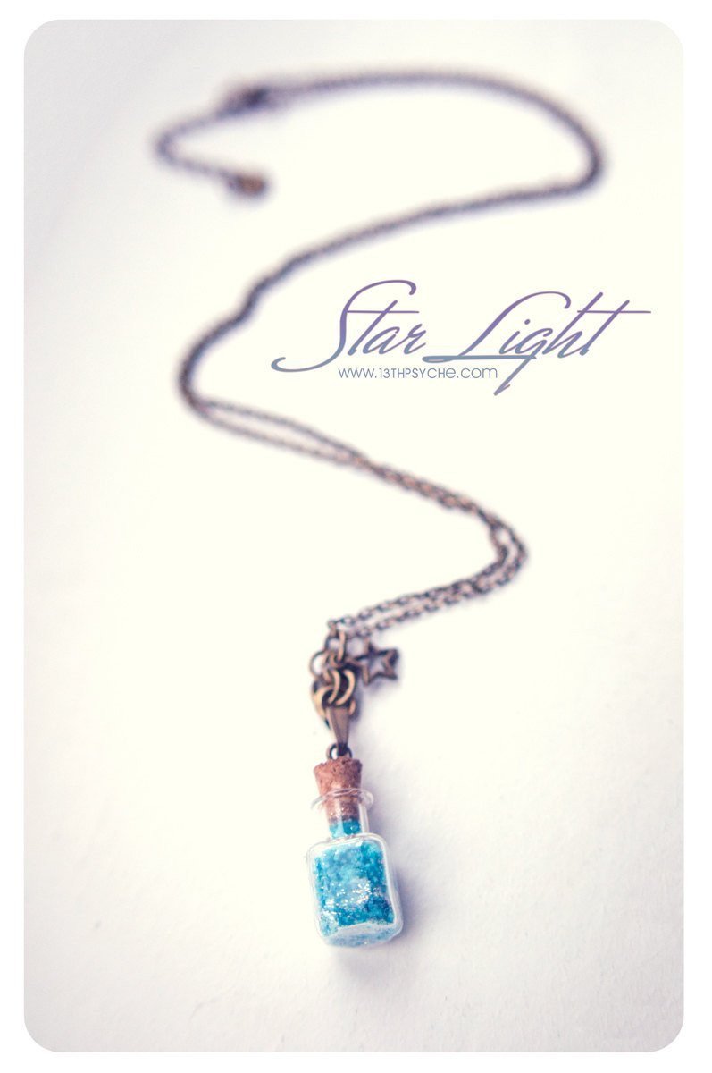 Handmade Glow in the dark vial pendant necklace - 13th Psyche