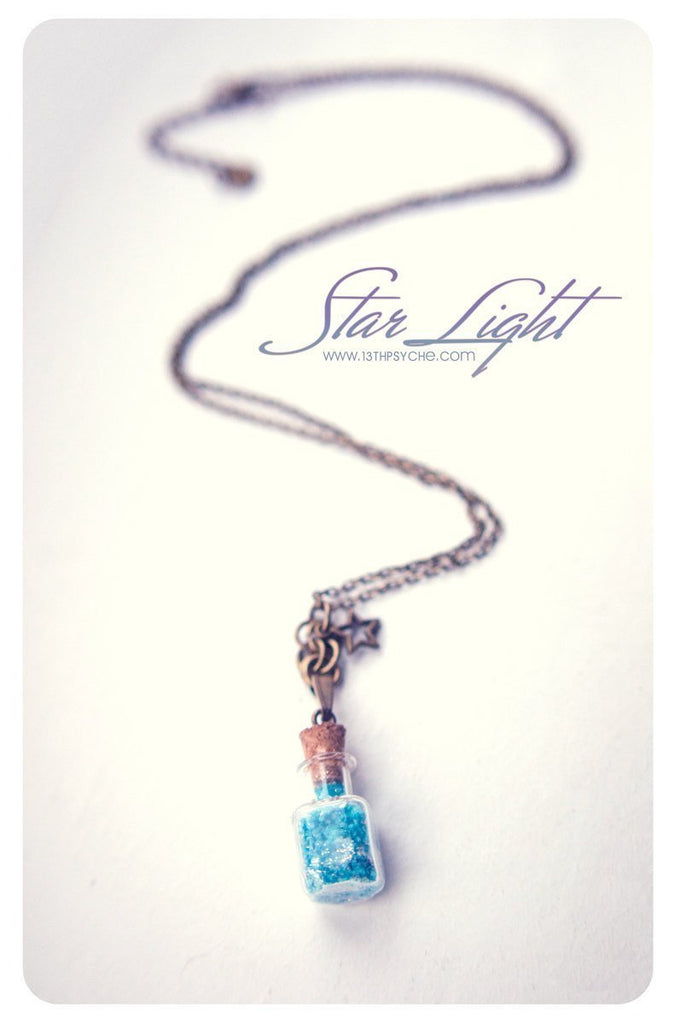 Handmade Glow in the dark vial pendant necklace - 13th Psyche