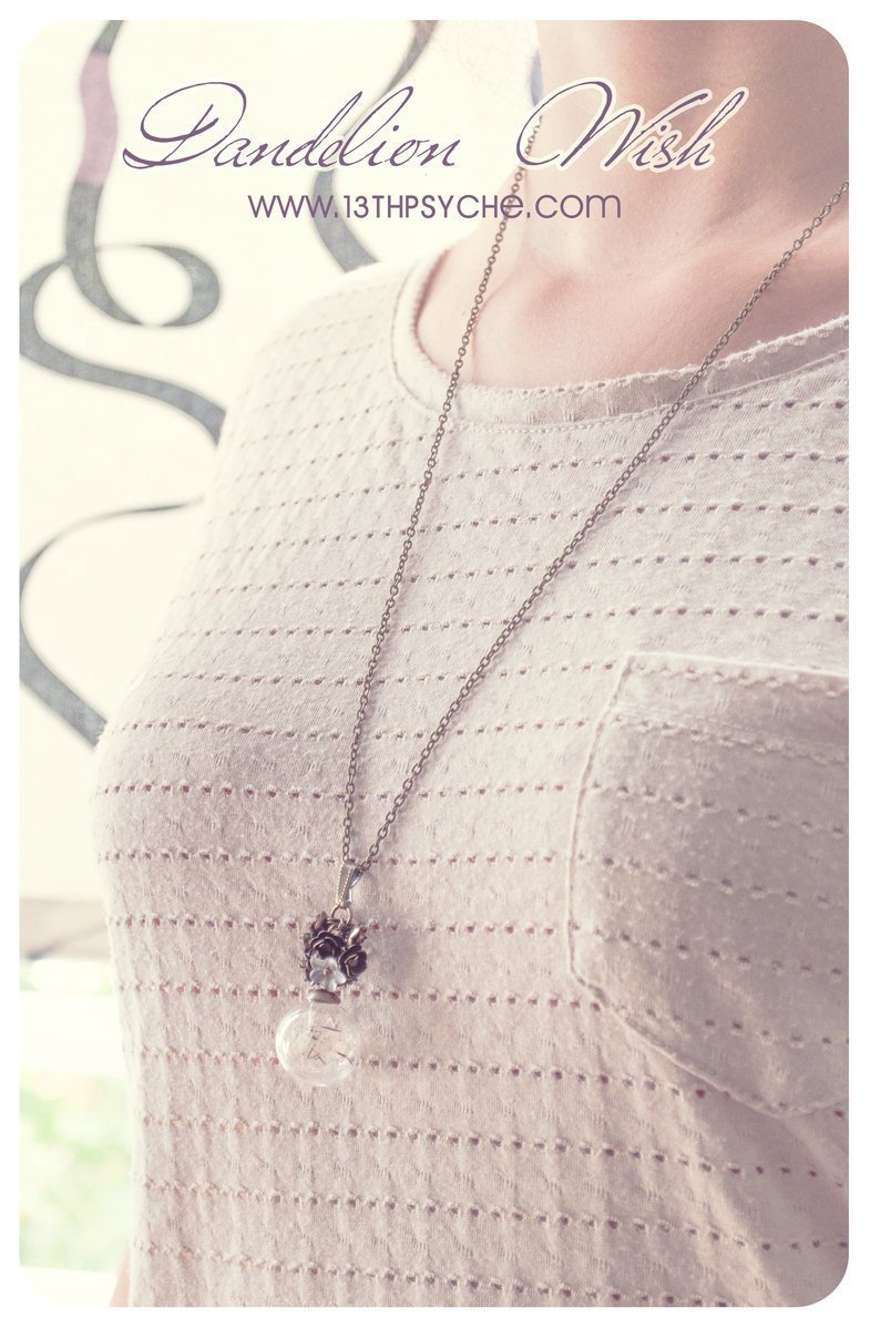 Handmade Make a wish, real dandelion seeds glass globe necklace - 13th Psyche
