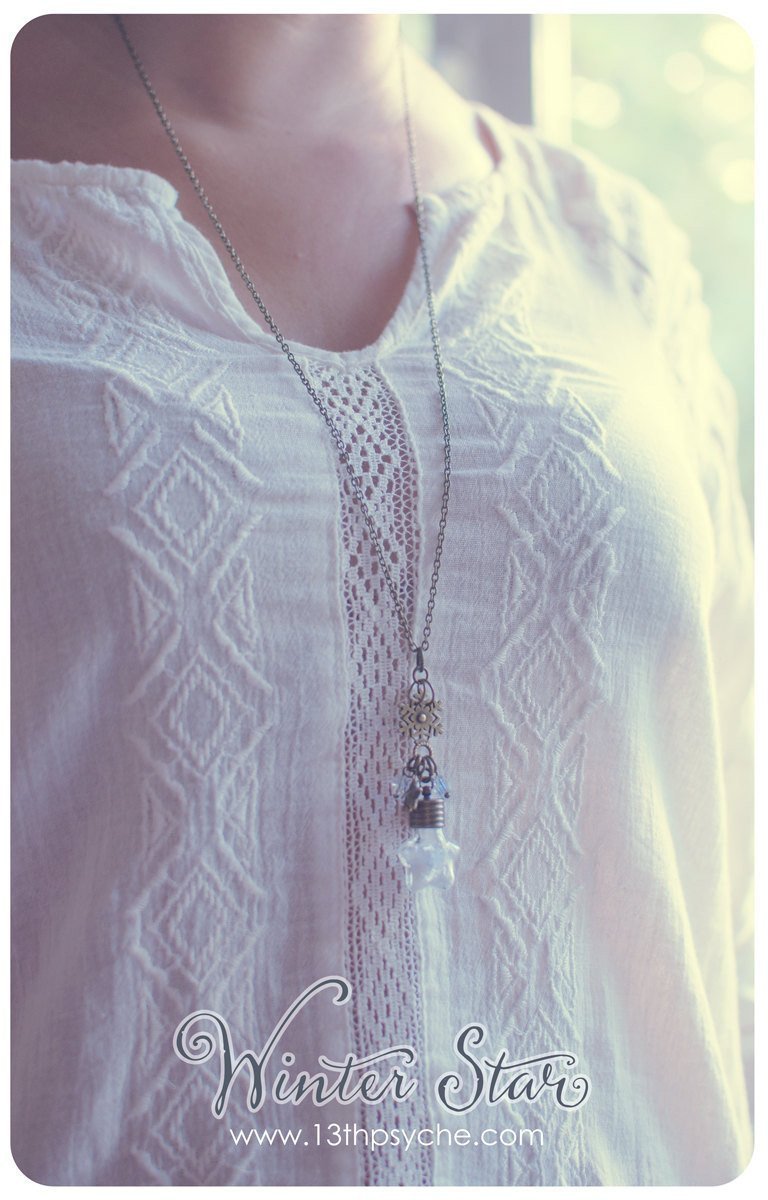 Handmade Snowflake star vial pendant necklace - 13th Psyche