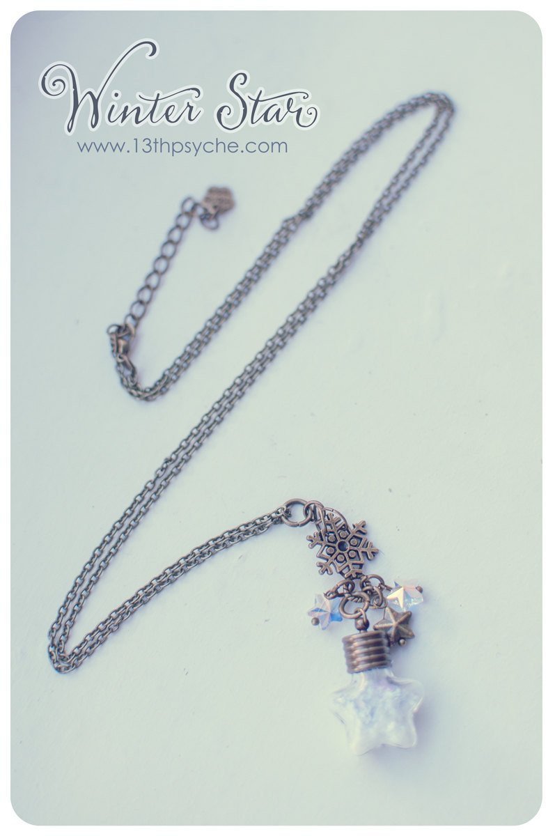 Handmade Snowflake star vial pendant necklace - 13th Psyche