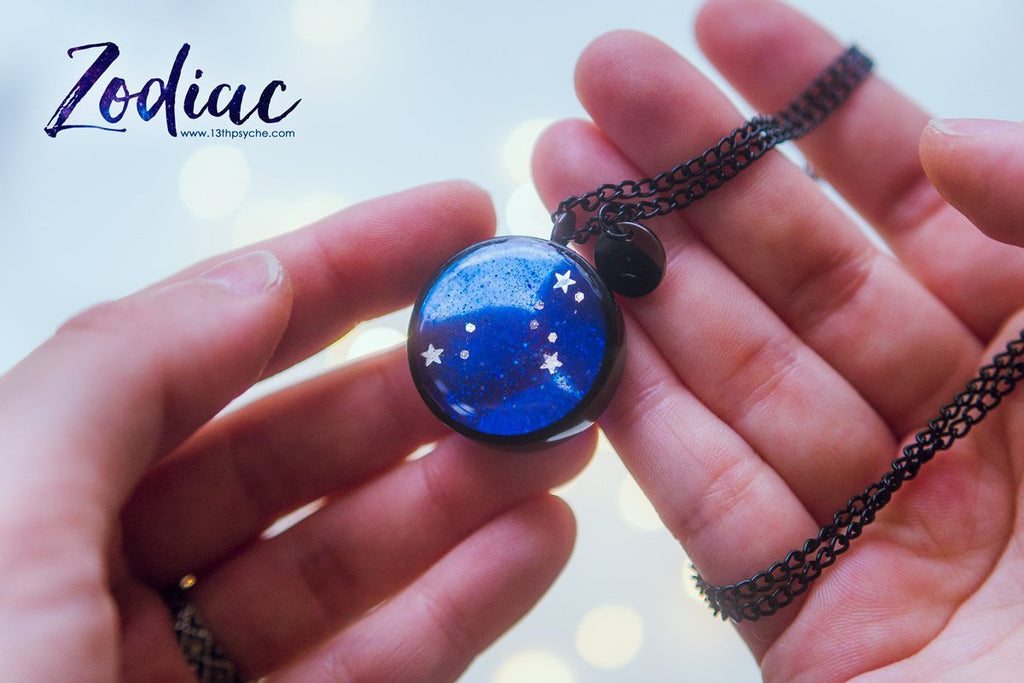 Handmade Zodiac jewelry, Leo constellation necklace - 13th Psyche
