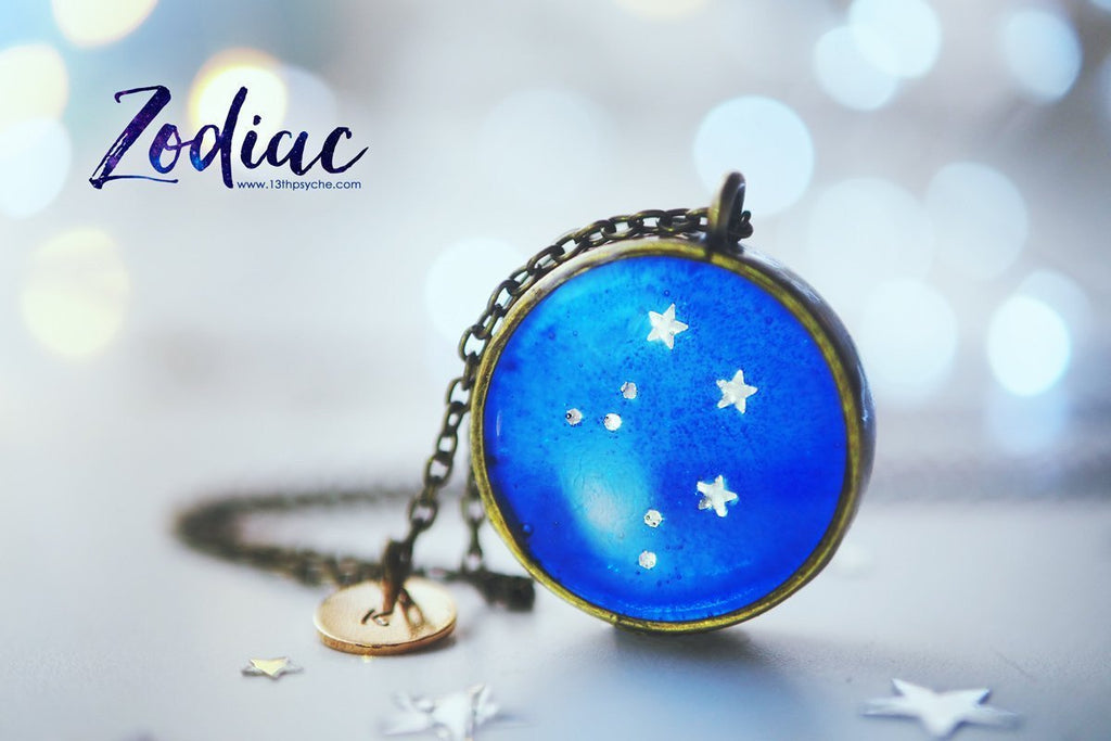 Handmade Zodiac jewelry, Libra constellation necklace - 13th Psyche