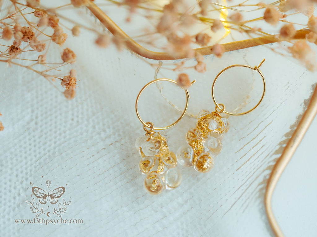Handmade Metal flakes Gummy bear hoop earrings - 13th Psyche