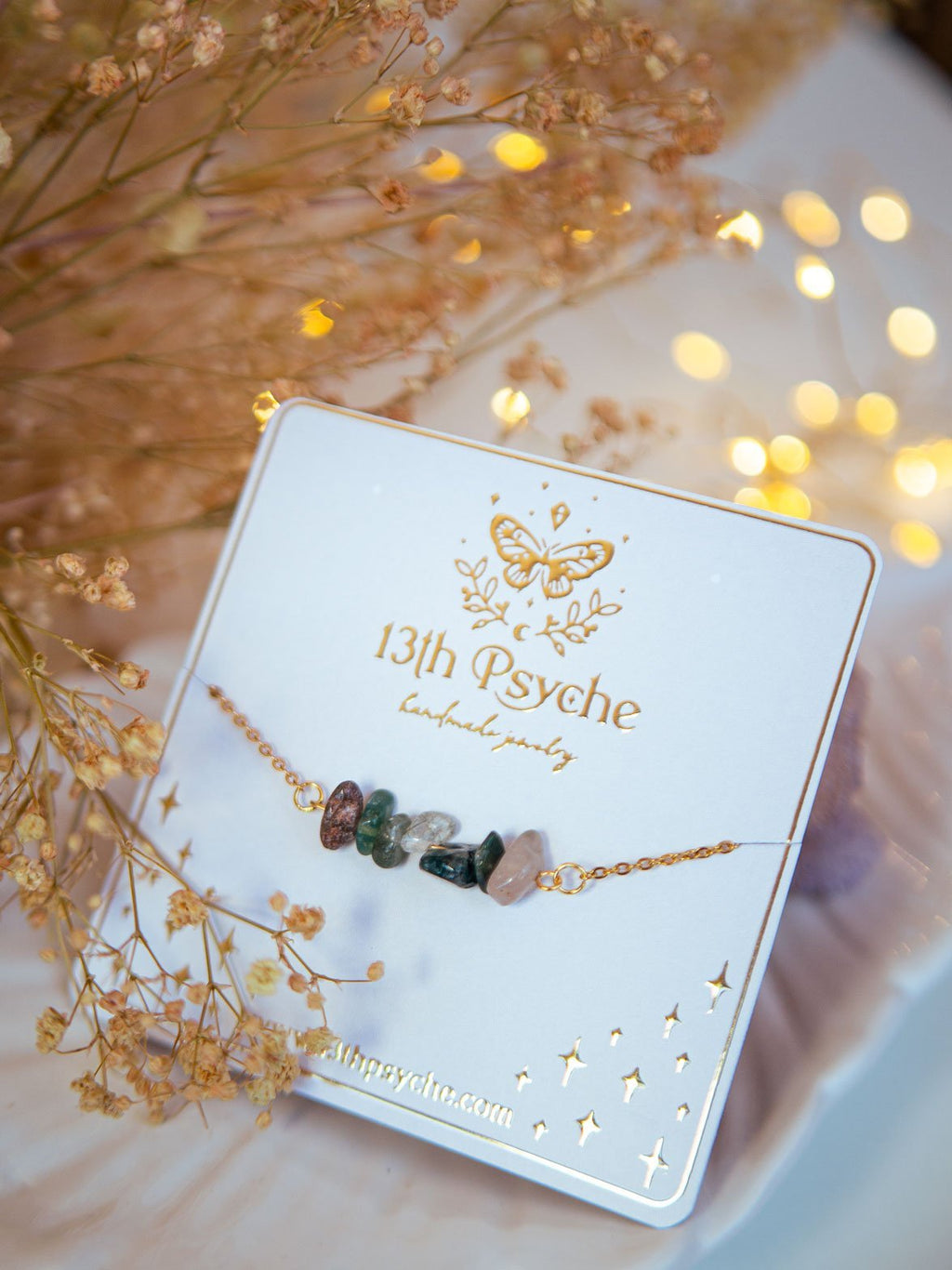 Handmade Moss agate Gemstone stainless steel bracelet - 13th Psyche