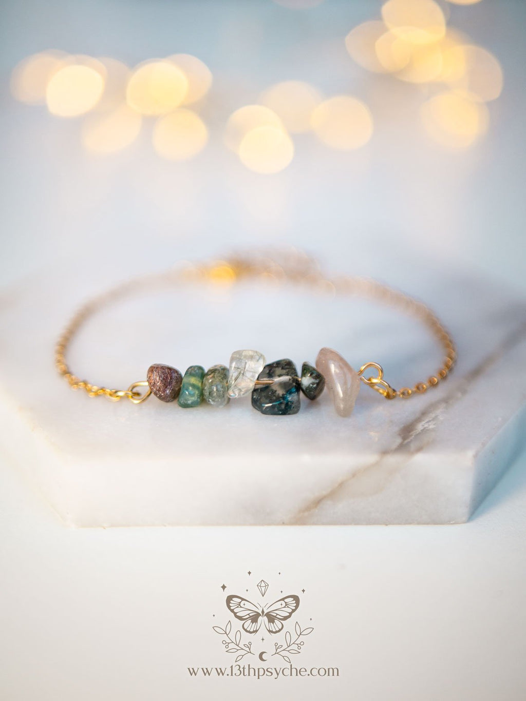Handmade Moss agate Gemstone stainless steel bracelet - 13th Psyche
