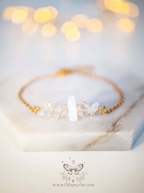 Handmade Opalite gemstone stainless steel bracelet - 13th Psyche