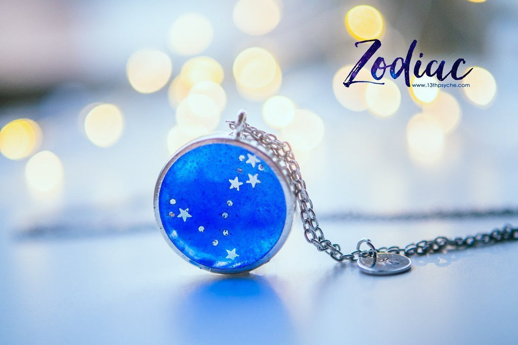 Handmade Zodiac jewelry, Pisces constellation necklace - 13th Psyche