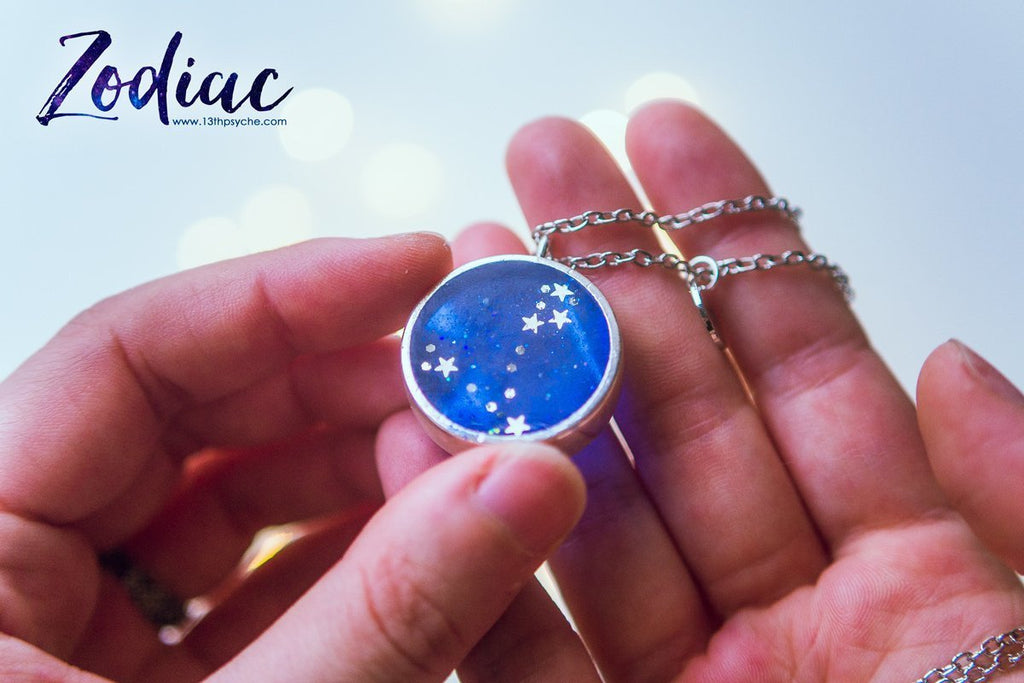 Handmade Zodiac jewelry, Pisces constellation necklace - 13th Psyche