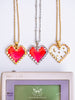 Handmade Pixel heart necklace, Moon and stars heart pendant necklace - 13th Psyche