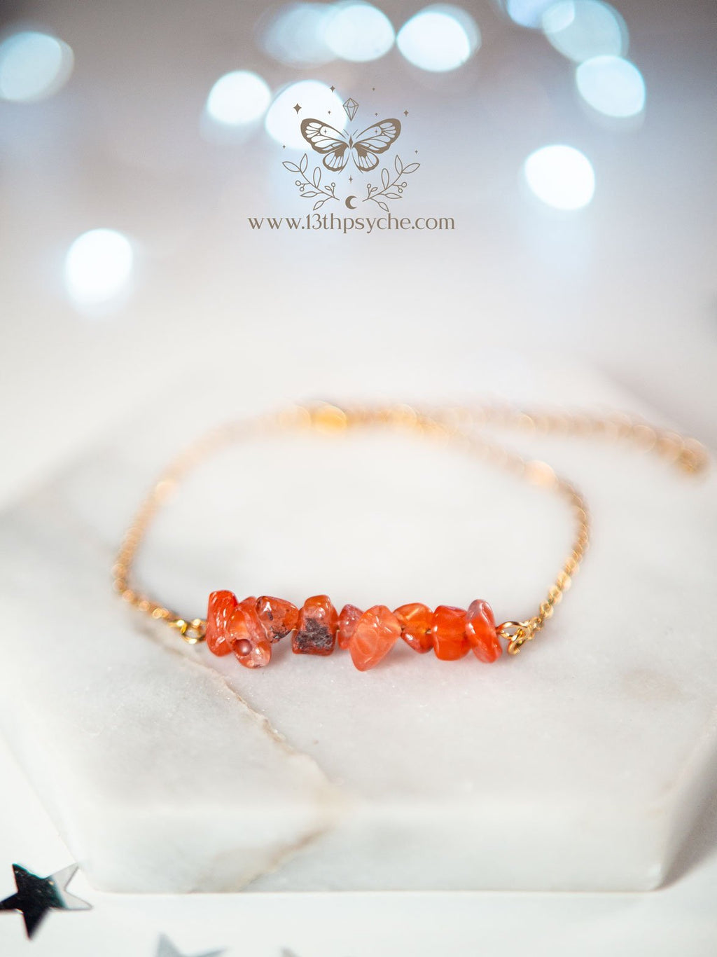 Handmade Red agate gemstone stainless steel bracelet - 13th Psyche