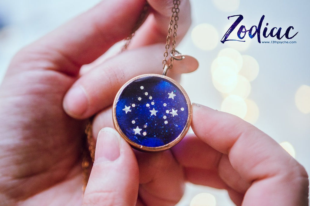 Handmade Zodiac jewelry, Sagittarius constellation necklace - 13th Psyche