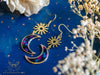 Handmade Spotted black dangle crescent moon earrings - 13th Psyche