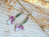 Handmade Stained glass inspired long pink flower earrings - 13th Psyche