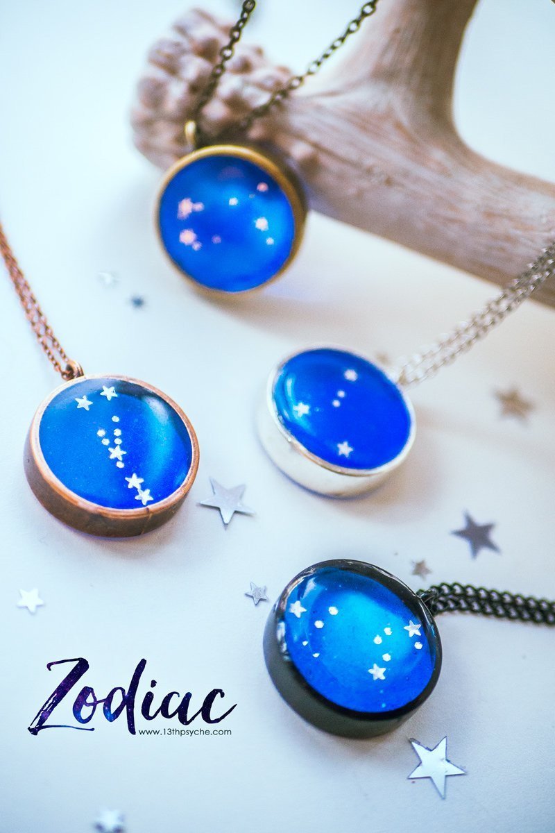 Handmade Zodiac jewelry, Tauro constellation necklace - 13th Psyche
