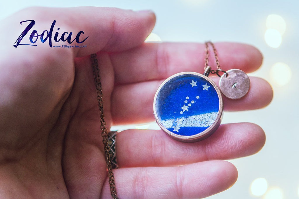 Handmade Zodiac jewelry, Tauro constellation necklace - 13th Psyche