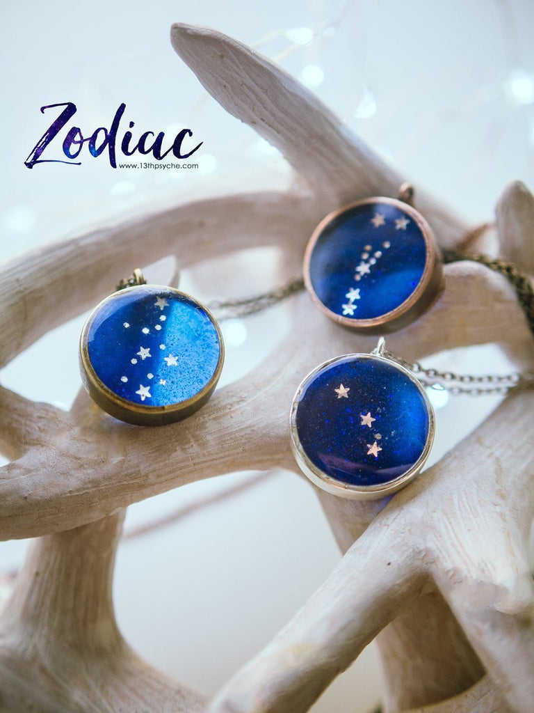Handmade Zodiac jewelry, Tauro constellation necklace - 13th Psyche