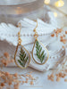 Handmade Teardrop shape earrings with Real fern leaves - 13th Psyche