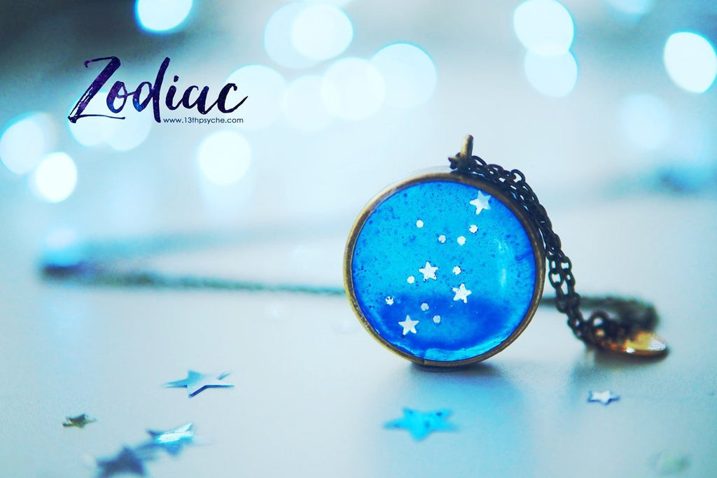 Handmade Zodiac jewelry, Virgo constellation necklace - 13th Psyche