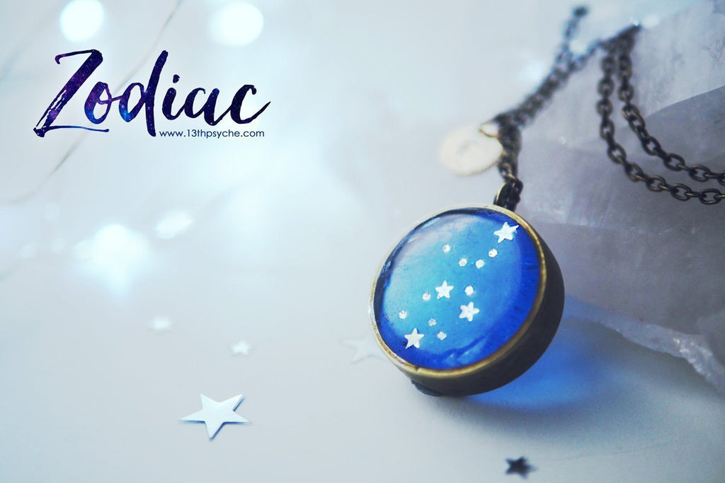 Handmade Zodiac jewelry, Virgo constellation necklace - 13th Psyche