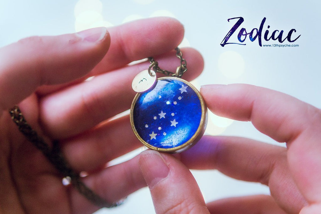 Handmade Zodiac jewelry, Virgo constellation necklace - 13th Psyche